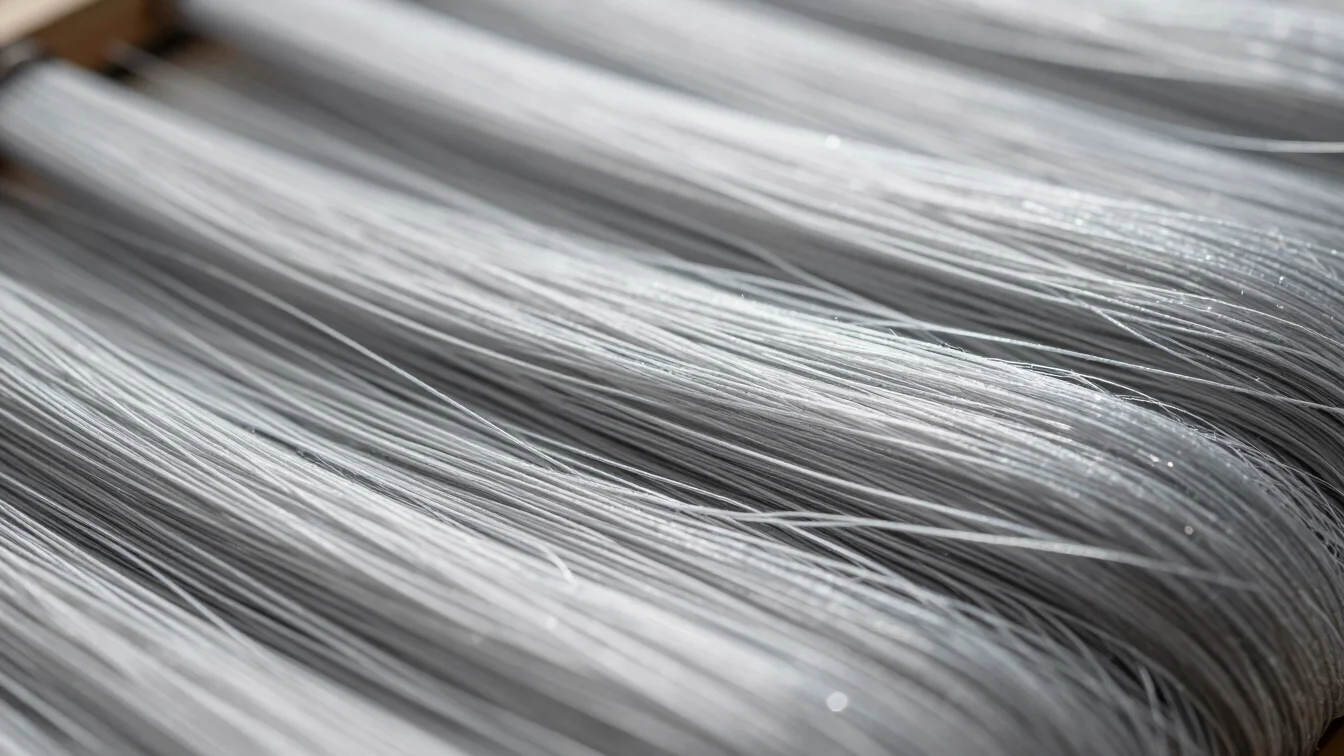 Macro close-up of textured raw silk strands being blended with ot