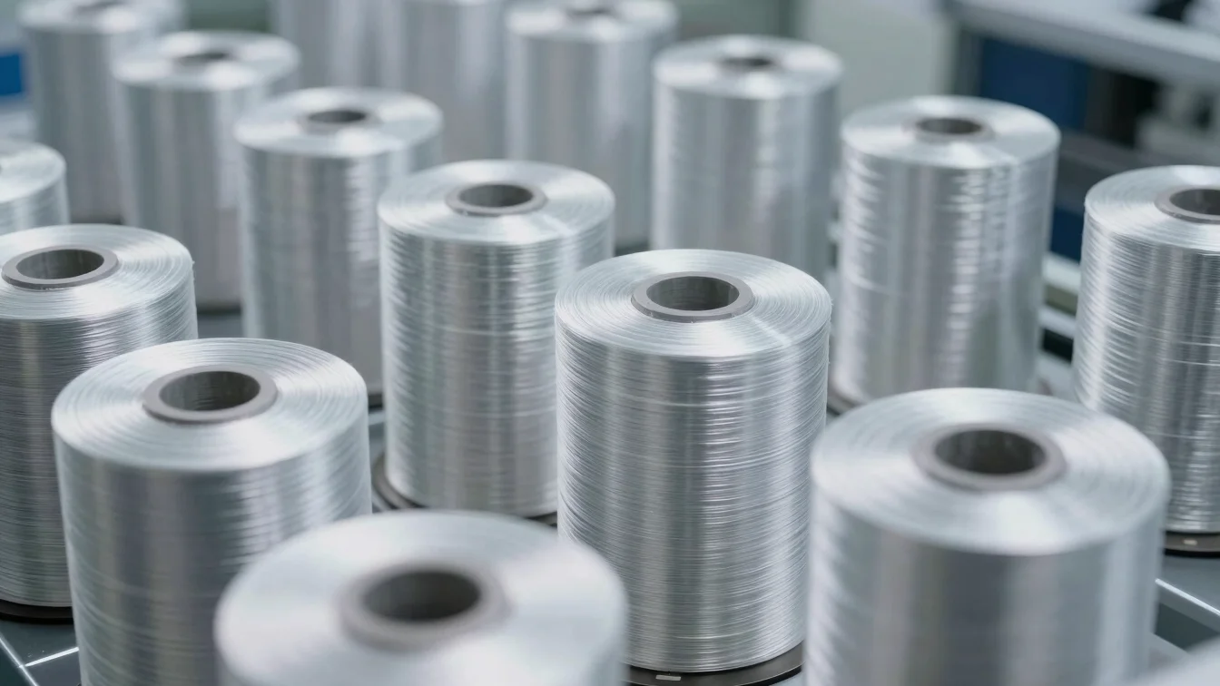 Wide shot of clean fibre preparation equipment with neatly stacke